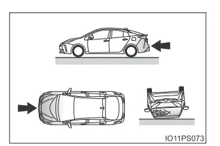 Toyota Prius. Unfälle, bei denen die SRS-Airbags möglicherweise nicht ausgelöst werden (SRS-Seiten- und -Kopf-/Schulterairbags)