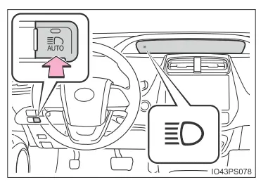 Toyota Prius. Betätigen von Beleuchtung und Scheibenwischer